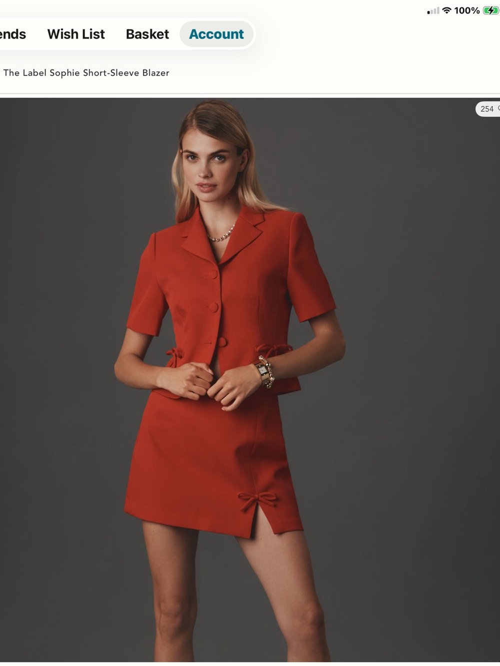 Anthropology ASTR Cherry Red Short Sleeve Tailored Blazer